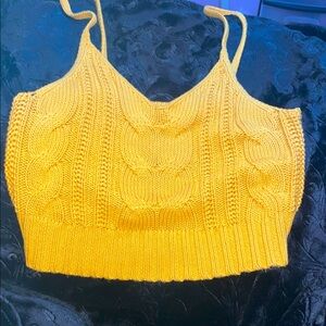 American Eagle Outfitters Yellow Ribbed Camisole Crop Top